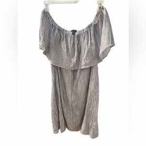 J. Crew Blue and White Striped 100% cotton off shoulder dress size XL